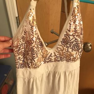 Sequined White Halter Dress